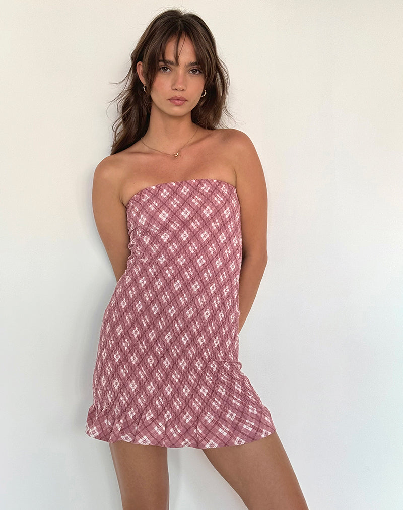 tartan mini dress Boswell Tartan Plaid Yare Short Sleeve Mini Dress RED-MULTI / M by Sugarlips