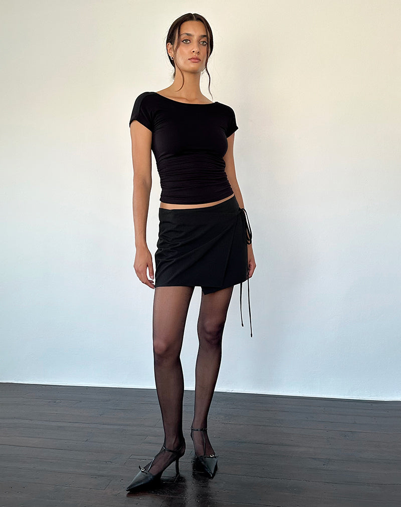 Black Tailoring Wrap Skirt | Tanix – motelrocks-com-us