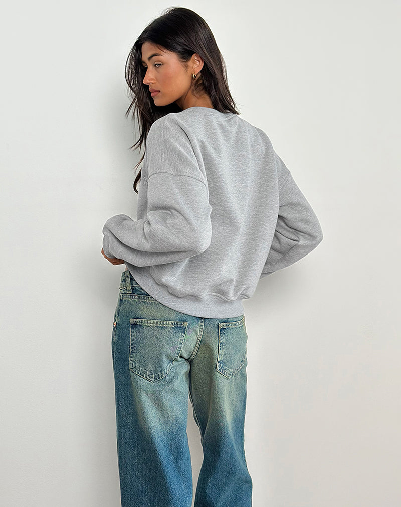 Image of Tedasa Crew Sweatshirt in Grey Marl with M Emblem