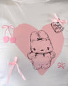 White with Love Bunny Print and Embroidery