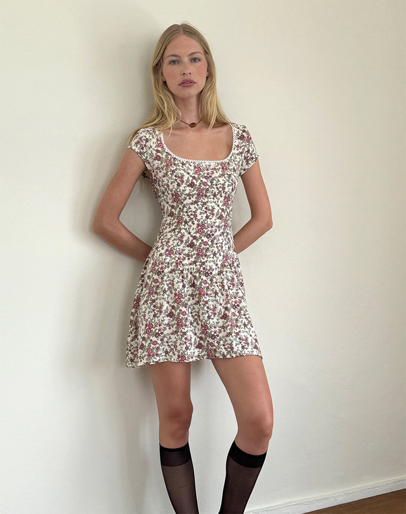Looking for Love Ivory Short Sleeve Backless Skater Mini Dress