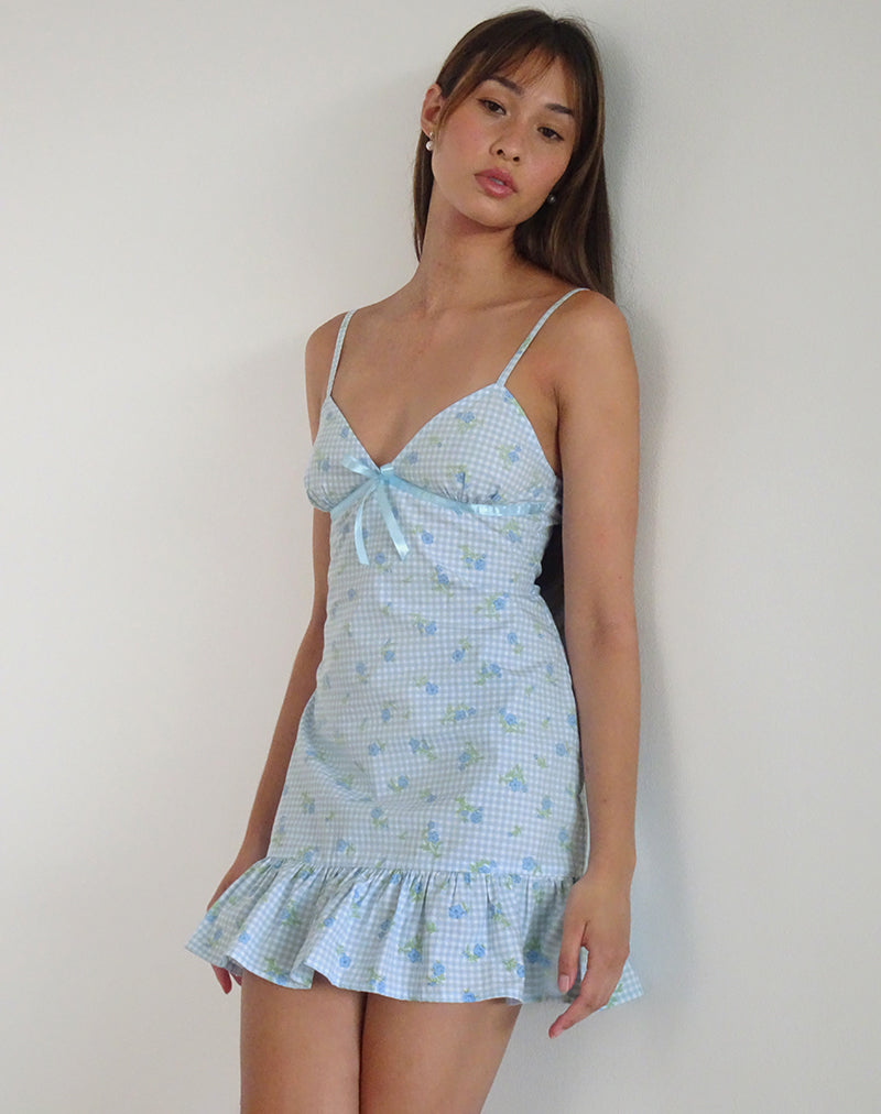 Blue Flower Gingham Mini Dress | Tivata motelrocks-com-us Blue Flower Gingham Mini Dress | Tivata motelrocks-com-us