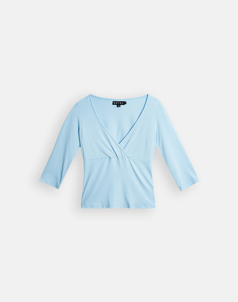 Cool Blue Jersey Wrap Top | Trudis – motelrocks-com-us