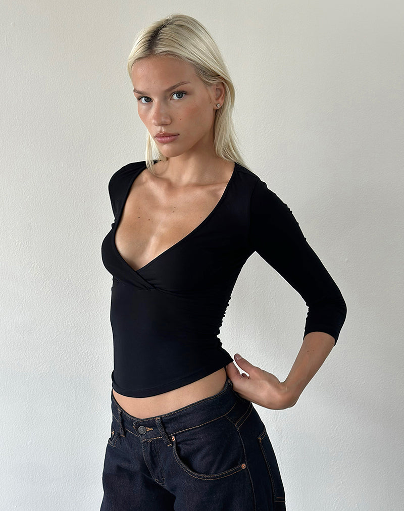 Black Jersey Wrap Top | Trudis – motelrocks-com-us