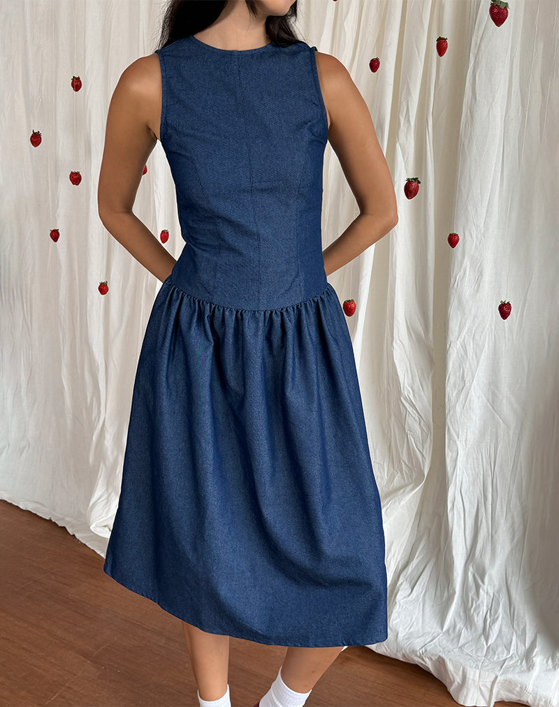 Uretta Maxi Dress in Denim Indigo Uretta Maxi Dress in Denim Indigo
