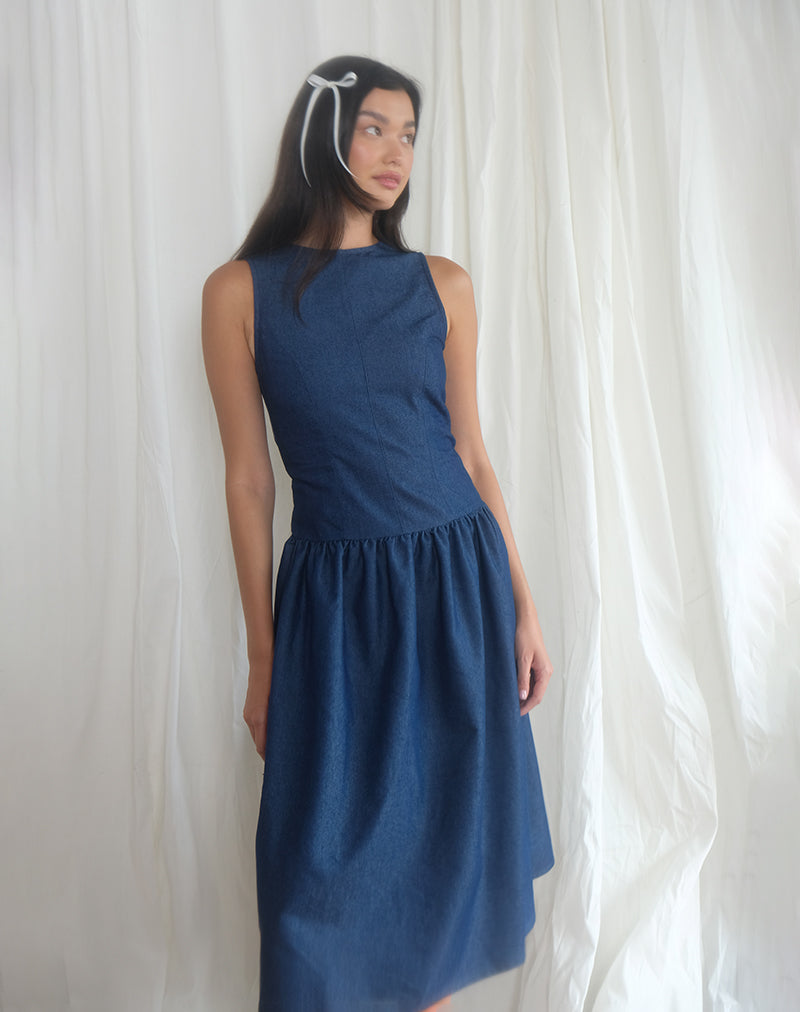 motel denim dress Motel - Chambray Mini Denim Dress - Women - Cotton/Polyester/Spandex - L