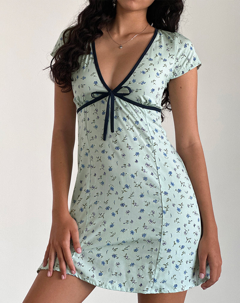 Green Pretty Petal Mini Dress | Vaiso  motelrocks-com-us