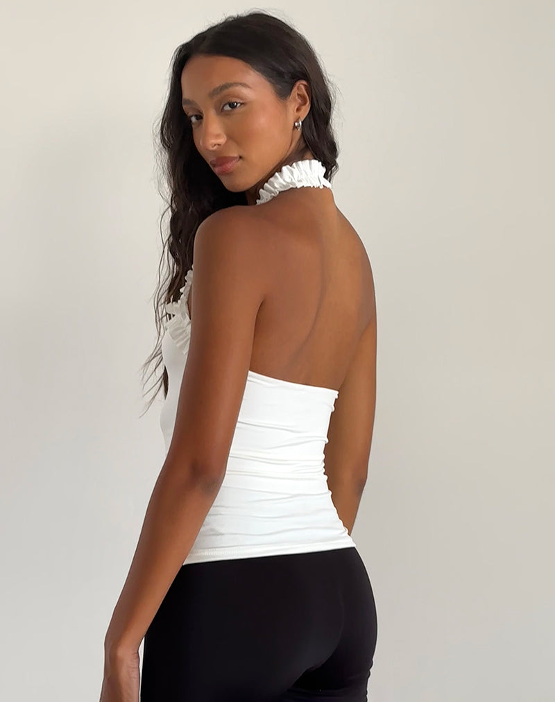 Slinky White Ruched Halterneck Top | Veda – motelrocks-com-us