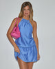 Image of Veloria Halterneck Mini Dress in Blue Chiffon Painted Stripe