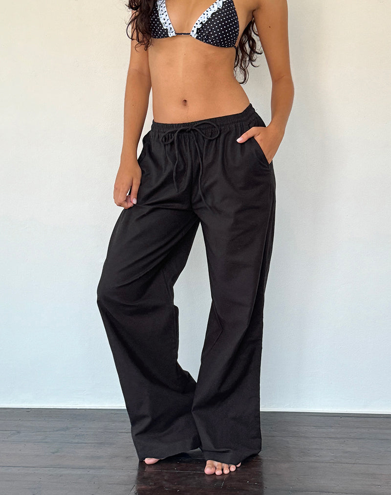 Black Wide Leg Trousers | Wasic – motelrocks-com-us