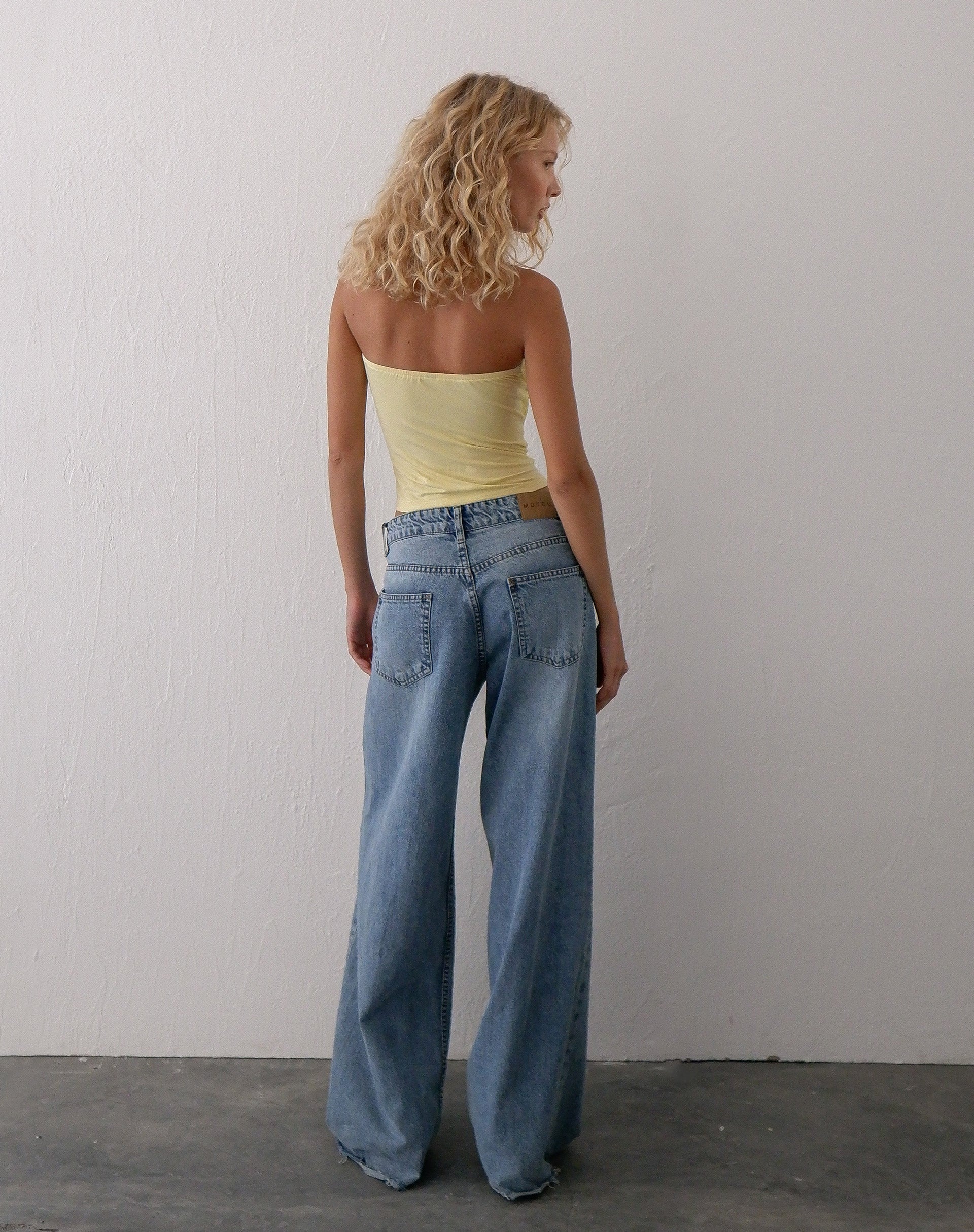 Image of Wayan Ruffle Bandeau Top in Pale Yellow