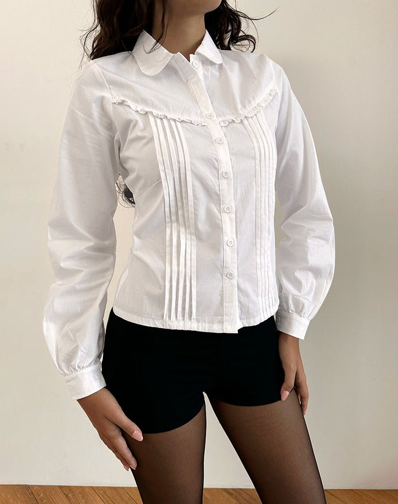 Frilled white shirt online