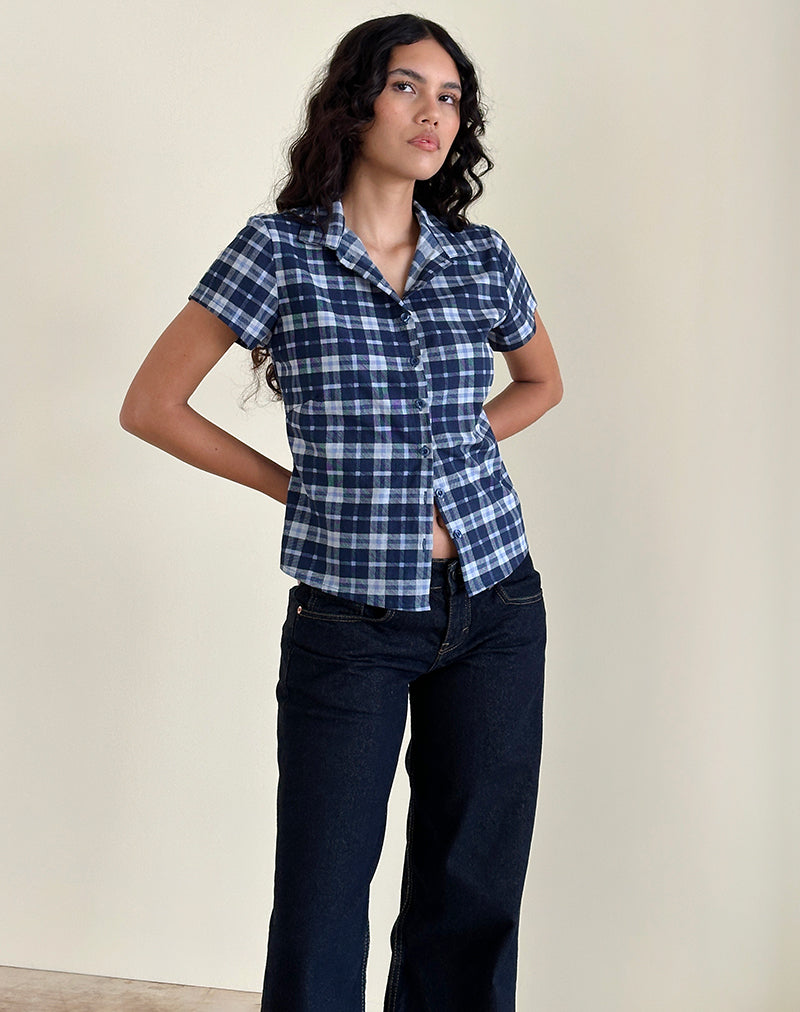 Dark Blue Tartan Shirt | Wilman – motelrocks-com-us