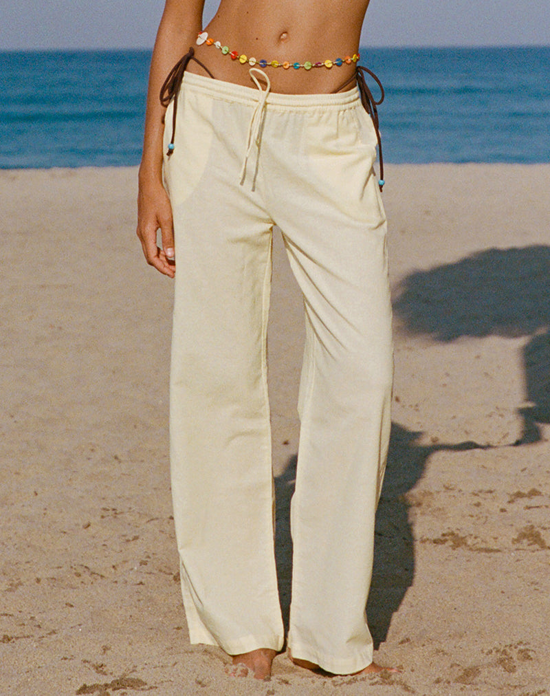 Yellow Wide Leg Trouser | Wasic – motelrocks-com-us