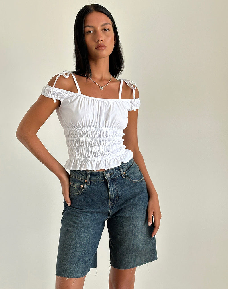 White Bardot Tie Shoulder | Xavan – motelrocks-com-us