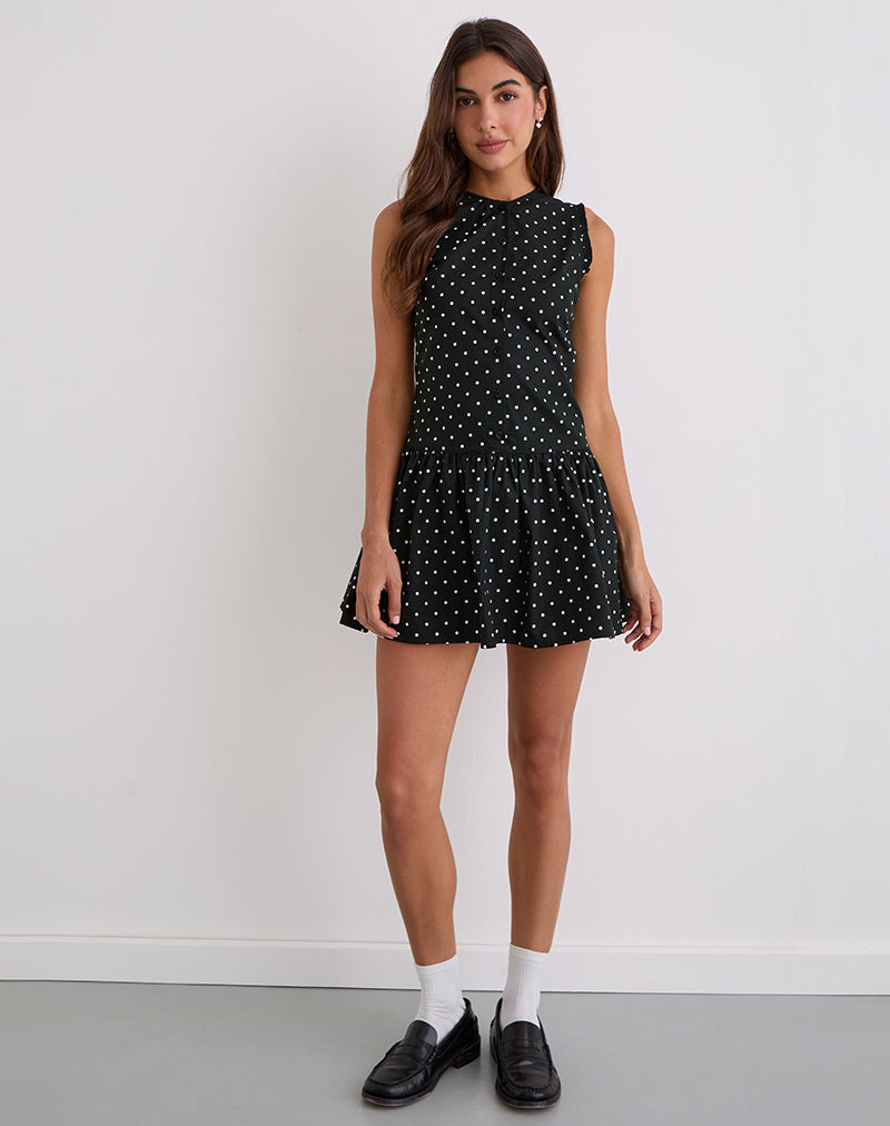 pink with blue dress Yadara Mini Dress in Polka Black