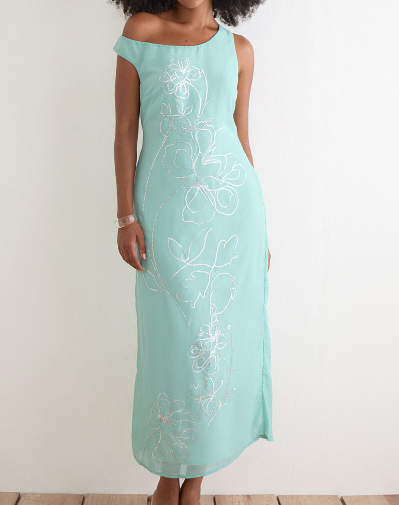 Turquoise Floral Sequin Chiffon Off The Shoulder Maxi Dress | Yelsa motelrocks-com-us Turquoise Floral Sequin Chiffon Off The Shoulder Maxi Dress | Yelsa motelrocks-com-us