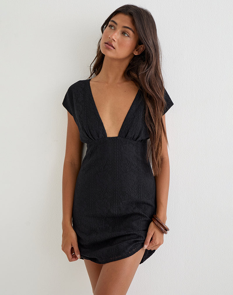 black lace plunge dress Women's Shape Black Lace Plunge Maxi Dress
