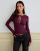 Image of Yubin Keyhole Long Sleeve Top in Deep Purple
