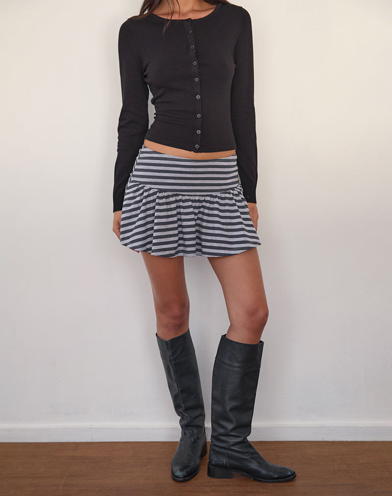 Grey and Black Striped Mini Skirt | Zibah – motelrocks-com-us