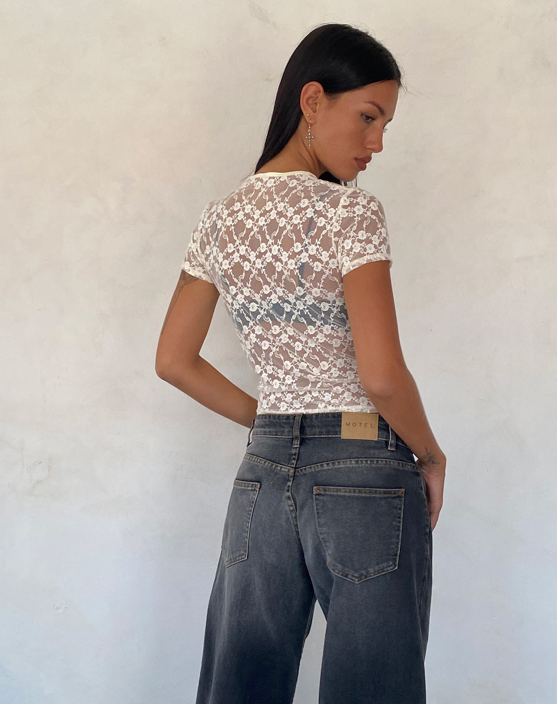 Image of Zorani Lace Baby Tee in Ivory