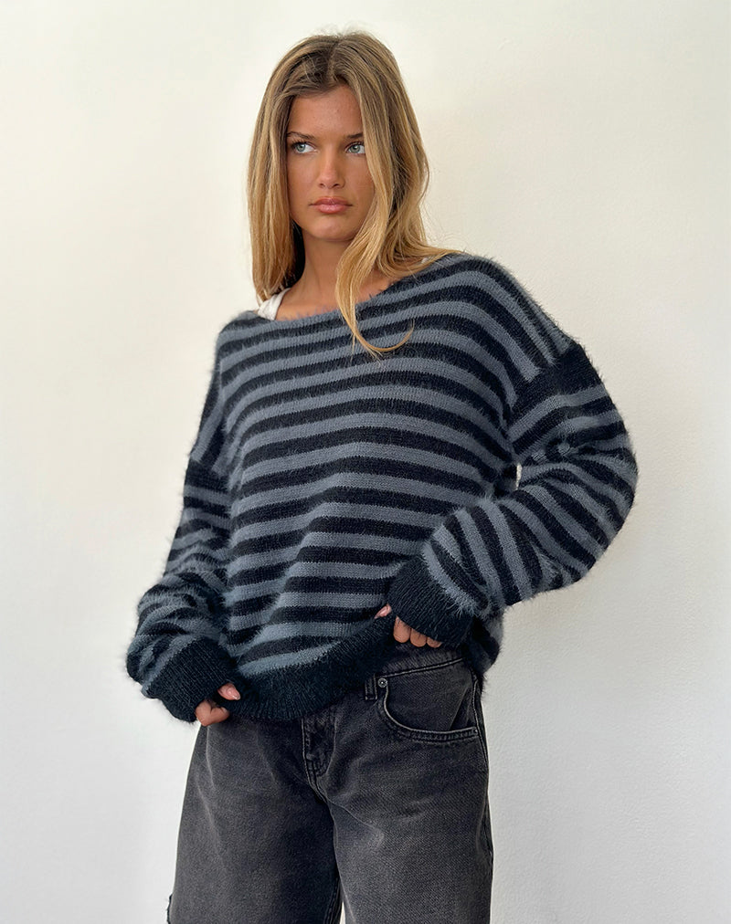 Zuleika Jumper in Charcoal Stripe – motelrocks-com-us
