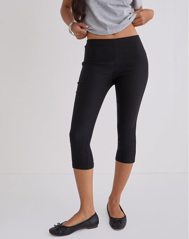 Asla Cropped Capri Trouser in Stretch Tailoring Black Asla Cropped Capri Trouser in Stretch Tailoring Black