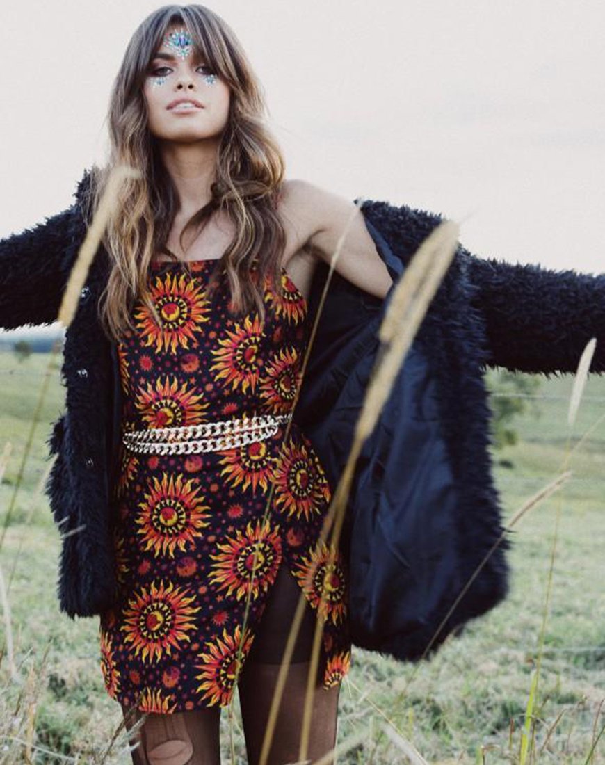 Motel Rocks Princess Polly Black Slip Dress Square Neckline Hot