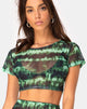 Image of Tindy Crop Top in Tie Dye Turquoise Mesh