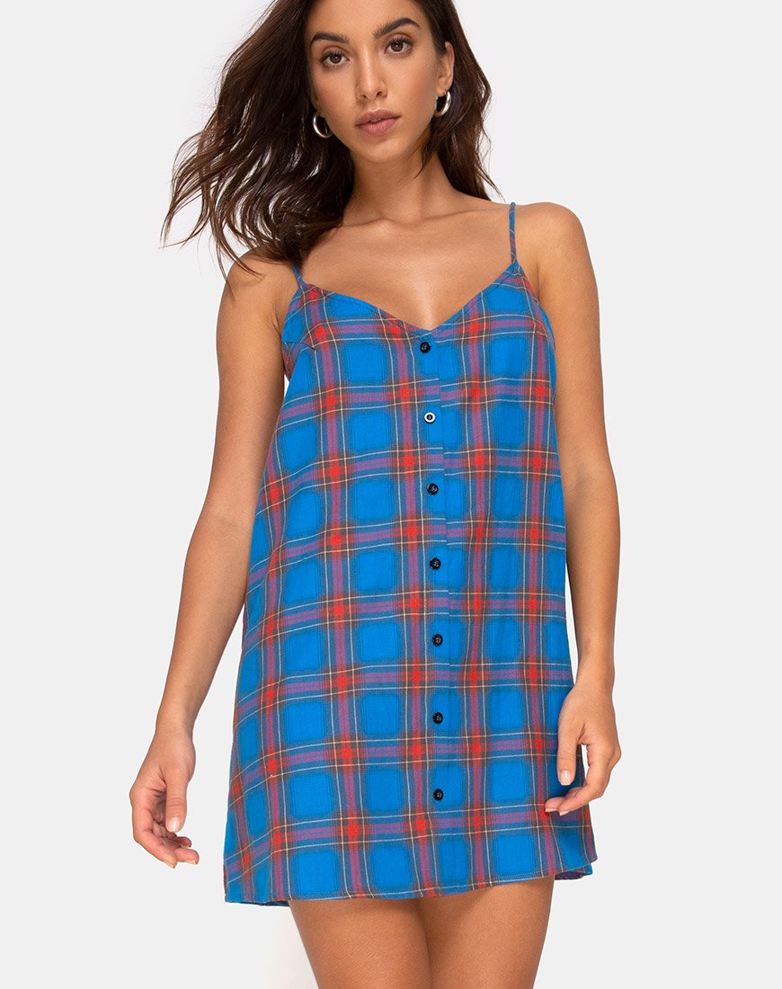 Sanna Slip Dress in Blue and Red Check – motelrocks-com-us