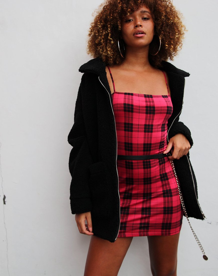 winter checkered dress Brown Plaid Wool Midi Dress Handmade Vintage Winter