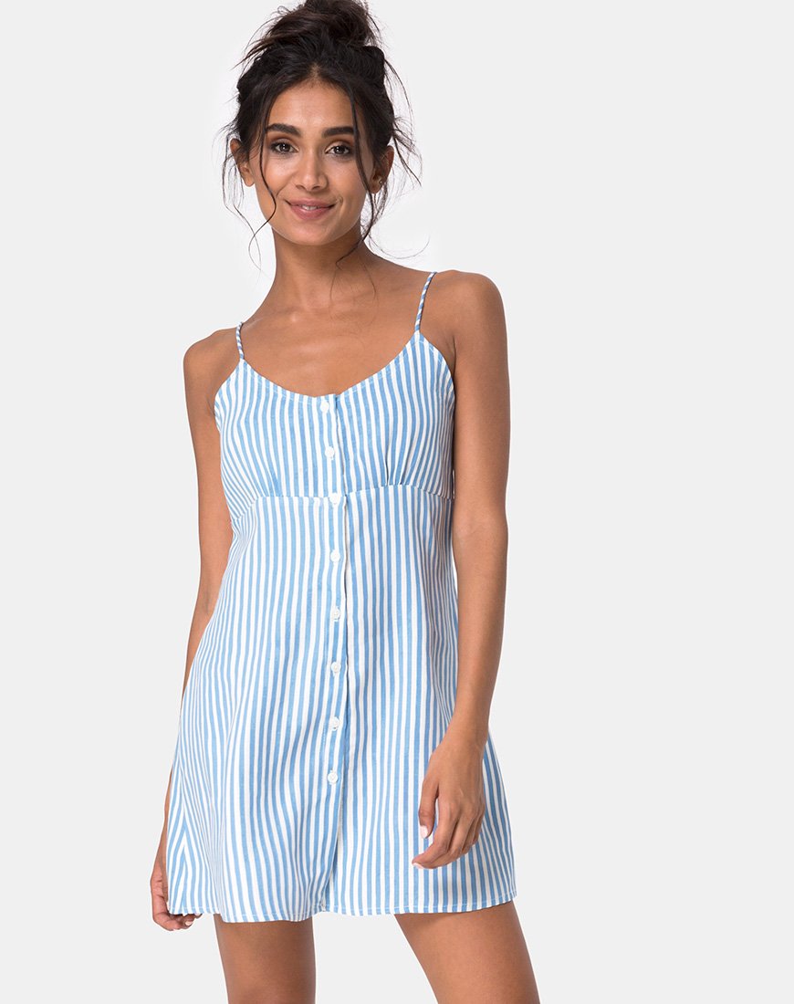 princess polly baby blue dress Contrast Floral Border Stripe Mini Dress  Swoon Boutique New Orleans