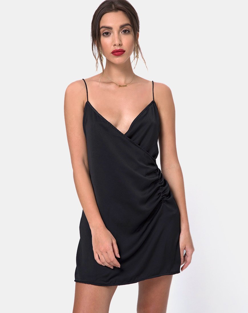 Bartier Mini Dress in Satin Max Zara Black Bartier Mini Dress in Satin Max Zara Black