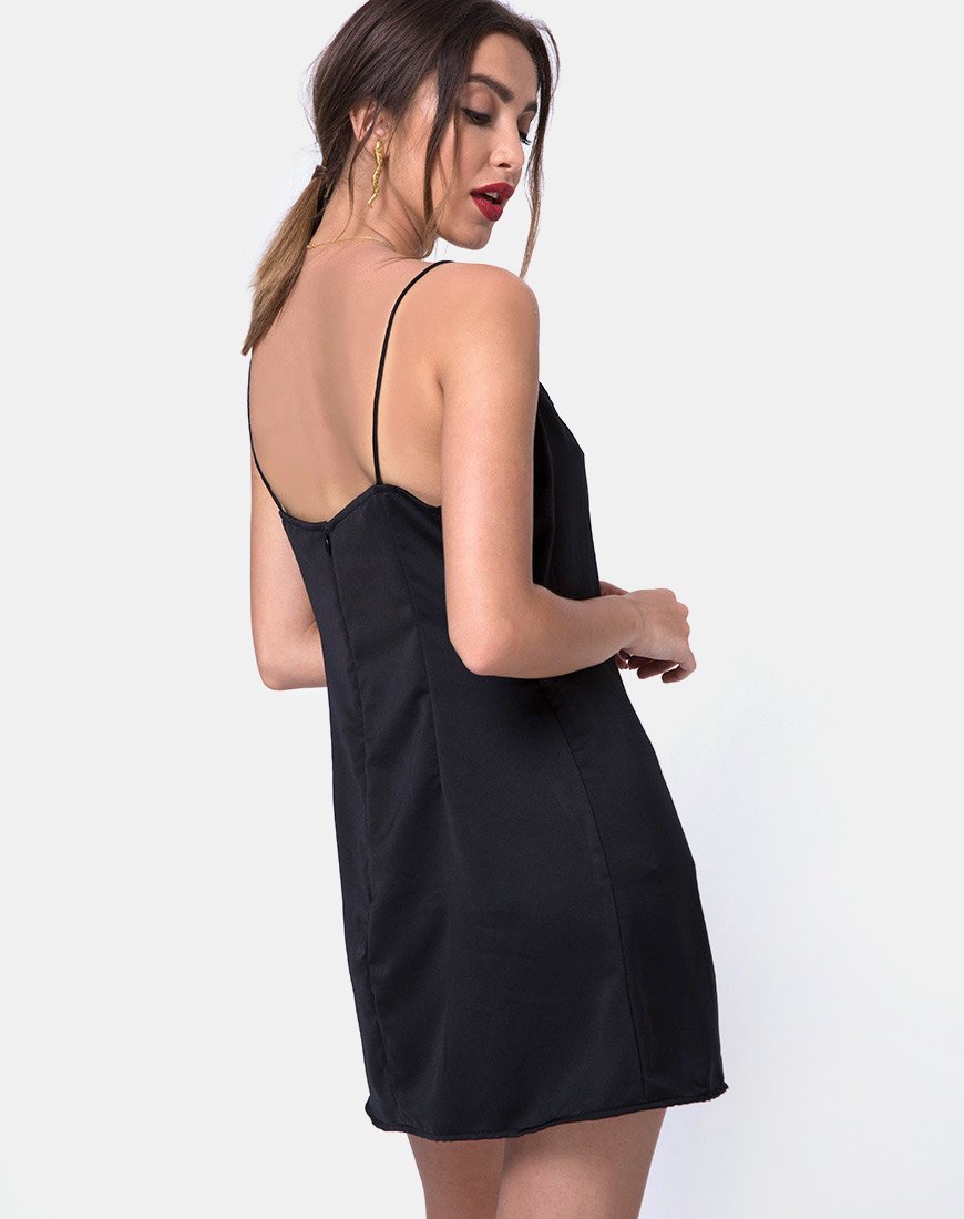 Black Satin Wrap Mini Dress | Bartier motelrocks-com-us Black Satin Wrap Mini Dress | Bartier motelrocks-com-us