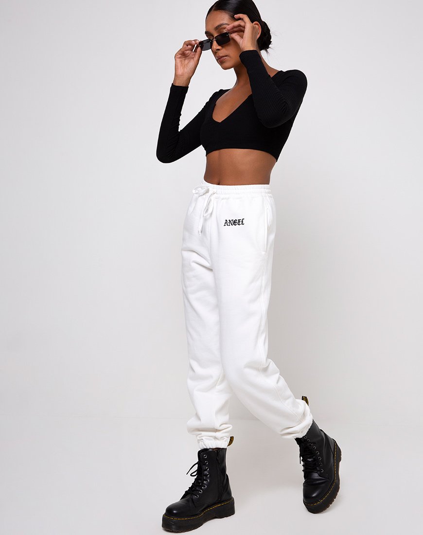 Image of Basta Jogger in White with Angel Embro Black