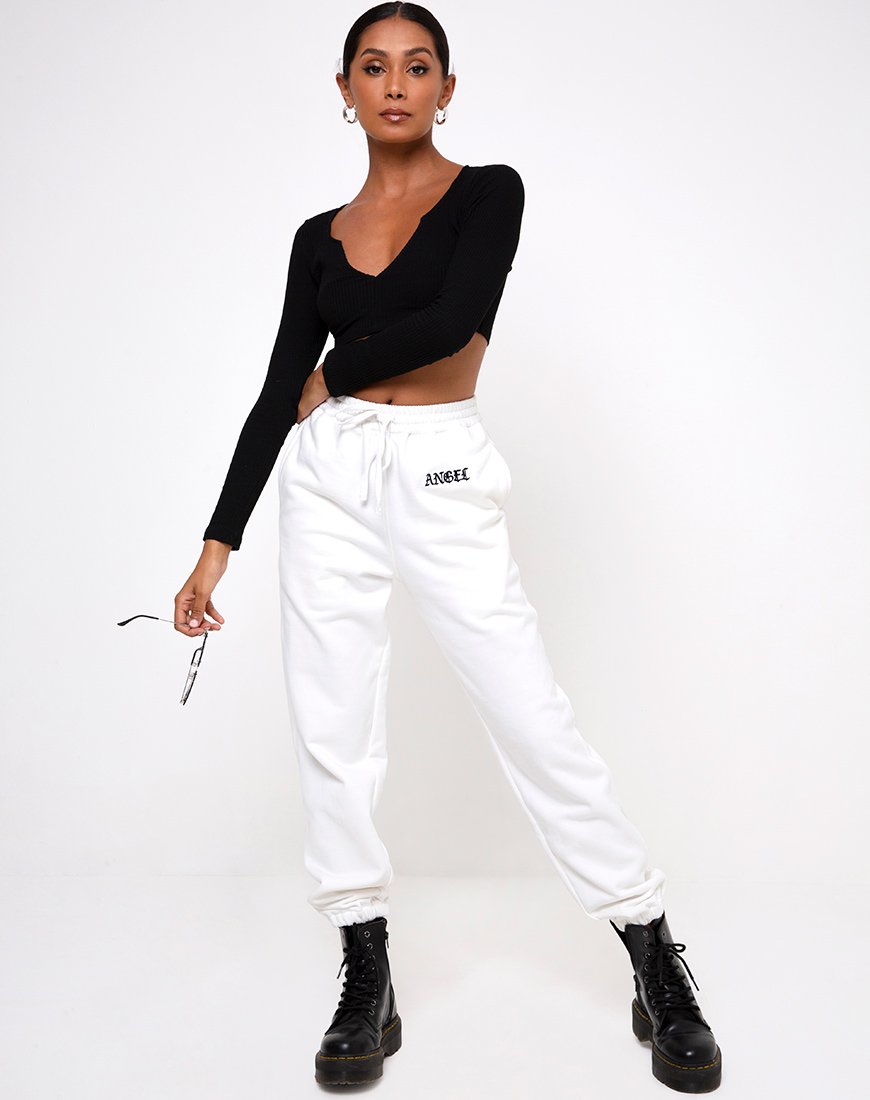 Image of Basta Jogger in White with Angel Embro Black