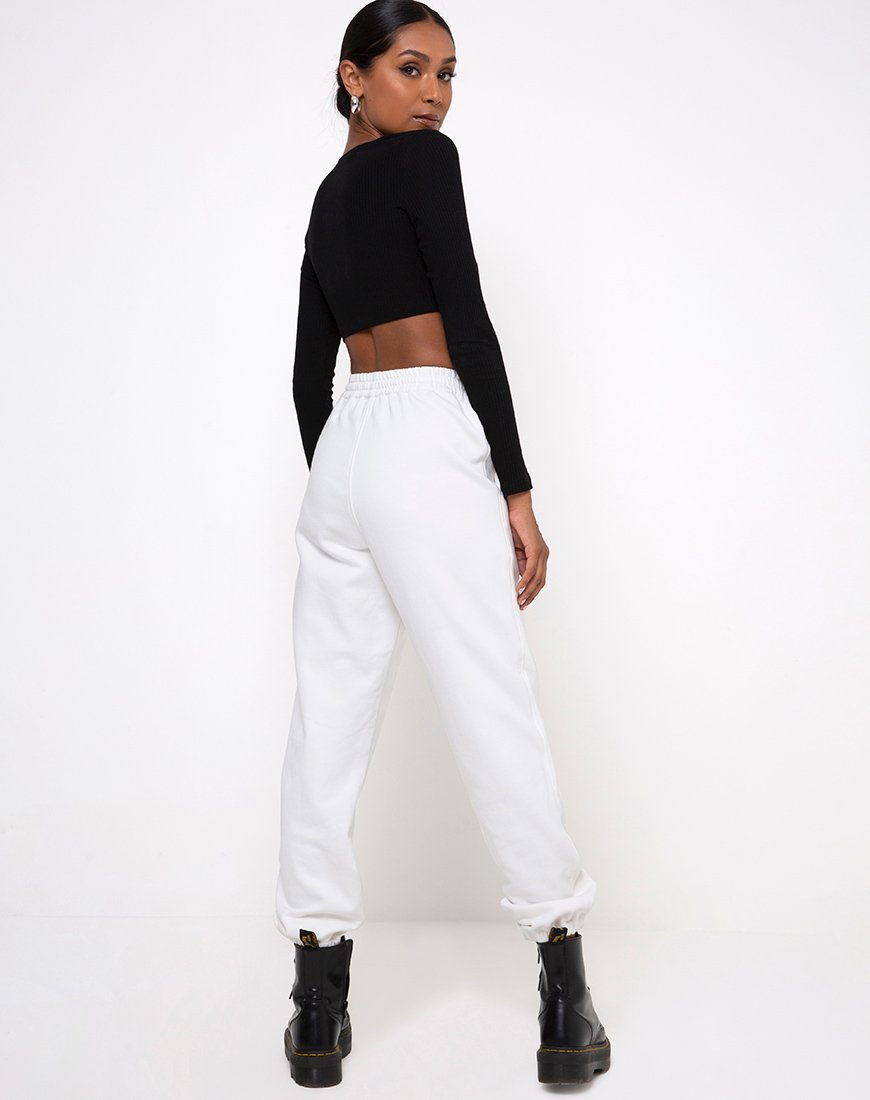 Image of Basta Jogger in White with Angel Embro Black