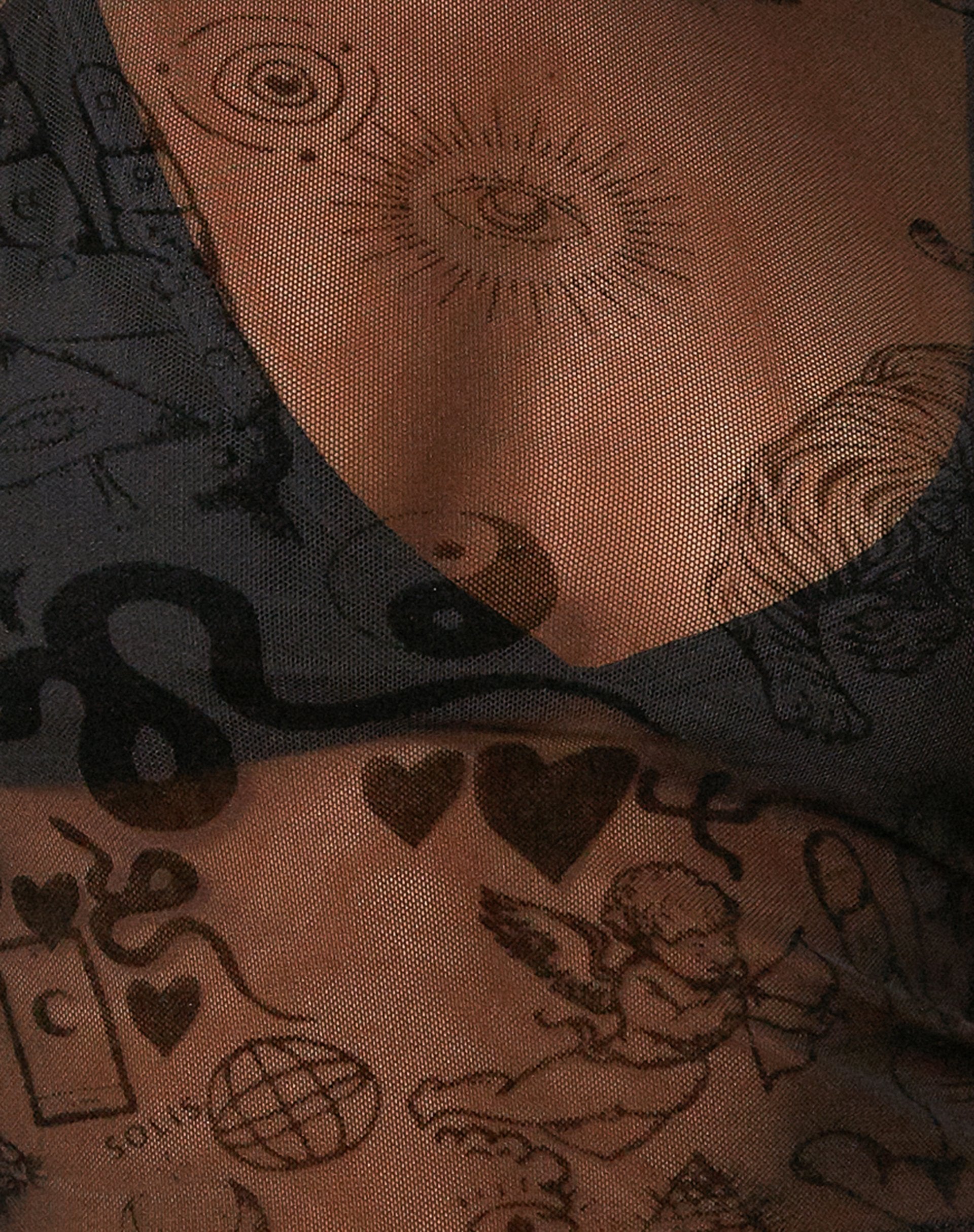 Image of Bika Vest Top in Black Hand and Heart Flock