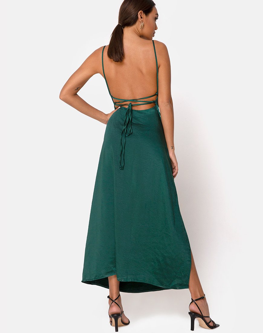 Strappy Dark Green Satin Midi Dress | Bonita motelrocks-com-us Strappy Dark Green Satin Midi Dress | Bonita motelrocks-com-us