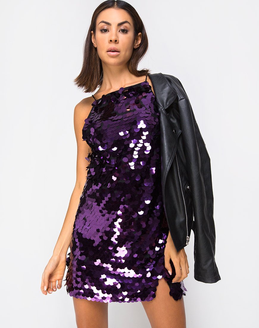 Corine Slip Dress in Plum Disc Sequin motelrocks-com-us Corine Slip Dress in Plum Disc Sequin motelrocks-com-us