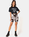 Image of Cycle Short in Cow Hide Brown and White