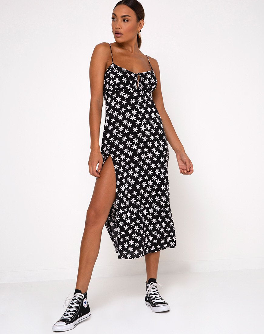 Cypress Midi Dress in 90's Daisy Black and White Cypress Midi Dress in 90's Daisy Black and White