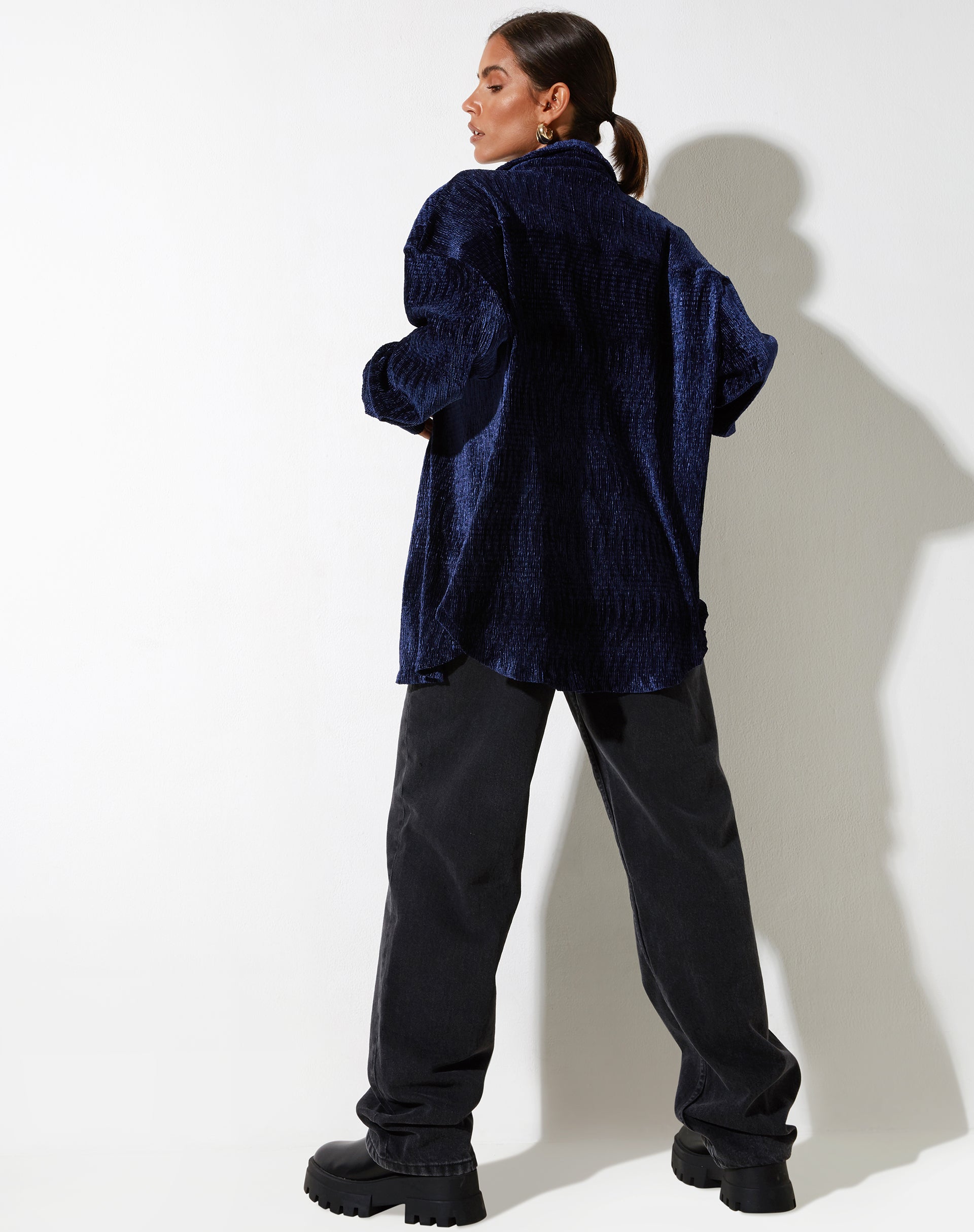image of Dael Oversized Shirt in Velvet Navy