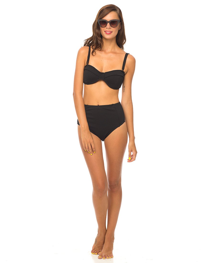 Image of Daisy High Waisted Bikini Bottom in Black