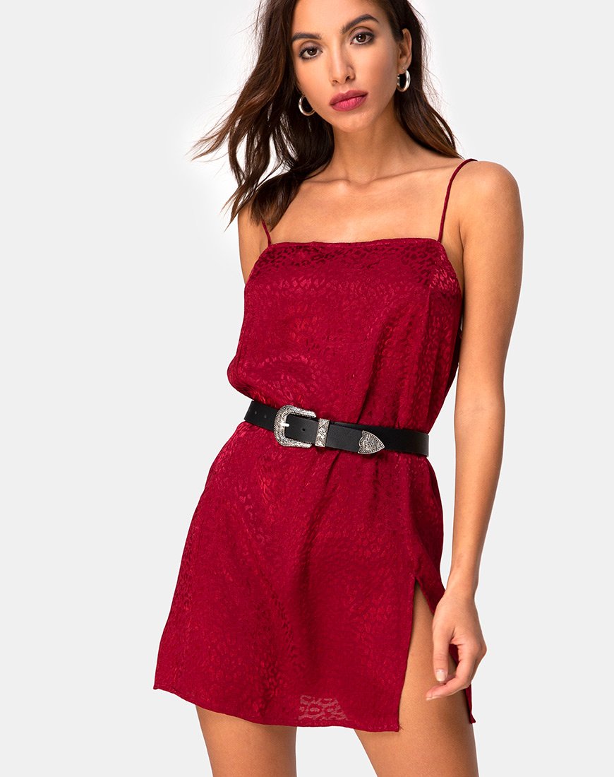 Dark Red Animal Slip Dress Dark Red Animal Slip Dress