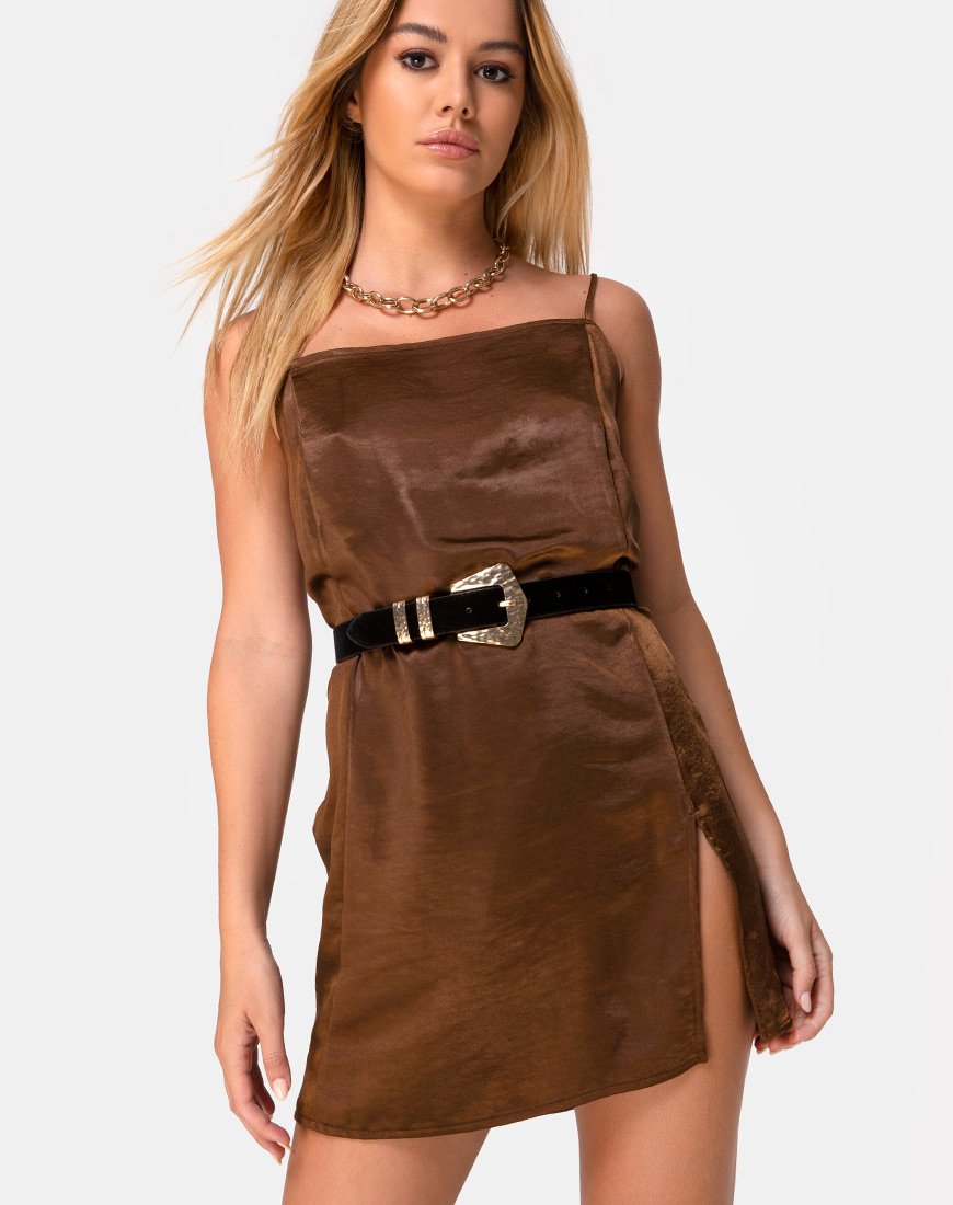 brown dress motel rocks Brown Mesh Halterneck Mini Dress