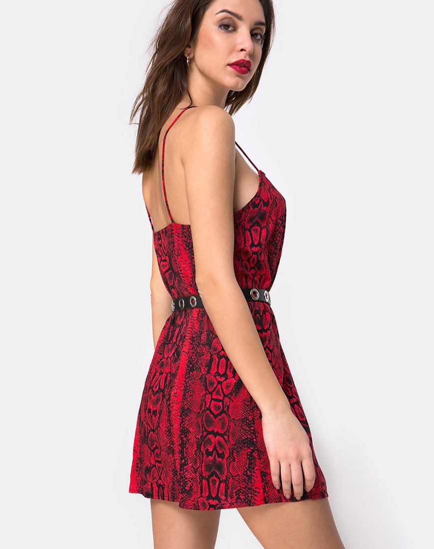 Datista Slip Dress in Red Snake motelrocks-com-us Datista Slip Dress in Red Snake motelrocks-com-us