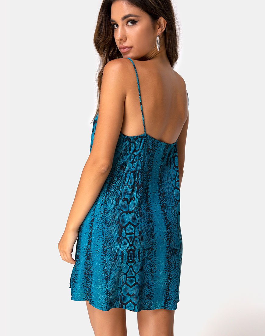 Datista Slip Dress in Snake Blue Datista Slip Dress in Snake Blue