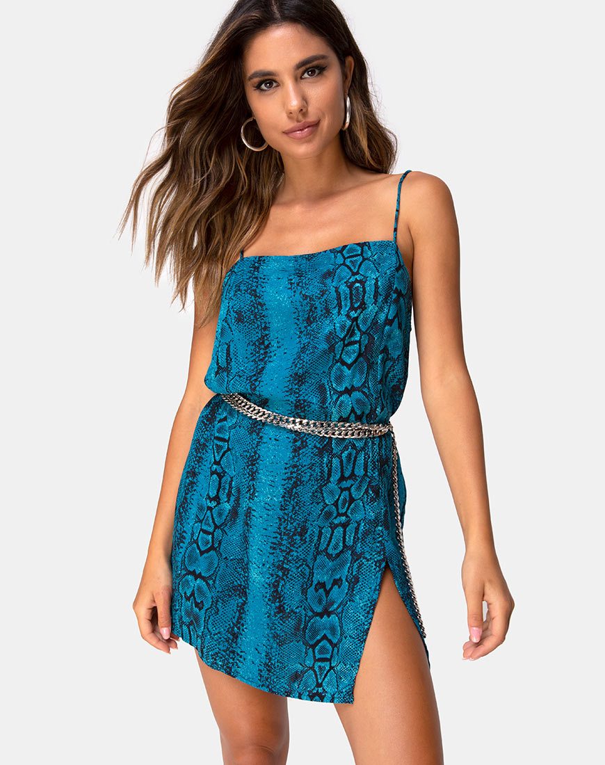 Blue snake shops dress