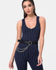 Image of Devile Unitard in Pinstripe Navy